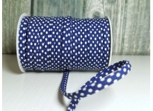 Spaghetti Band Kordel 7mm Polka Dots Pünkchten marine blau